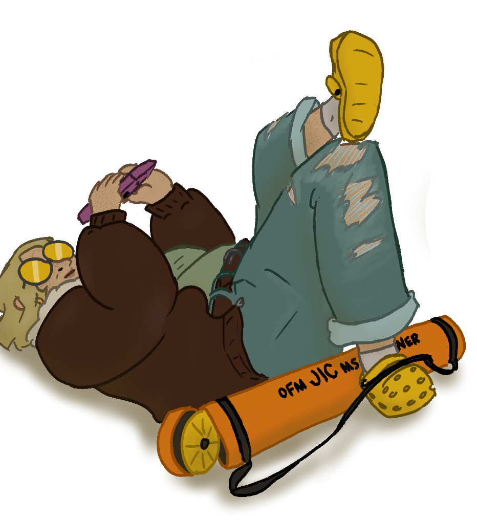 link to Melissa's page. A bored looking woman playing on a purple gameboy